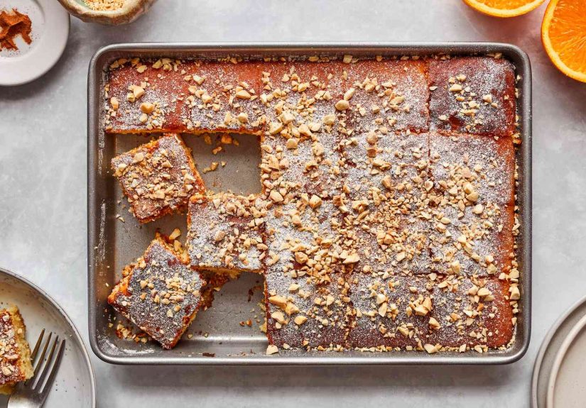 Greek Semolina Cake Recipe With Orange Syrup (Revani)