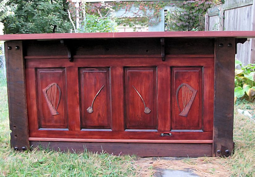 Upcycled Door & Beams Turned Irish Pub Style Bar!