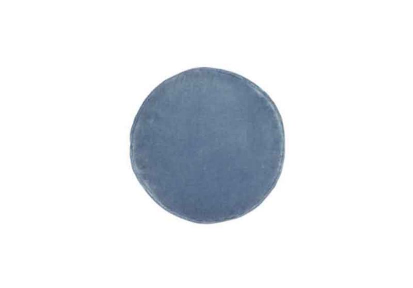 Dusty Blue Velvet Penny Round Cushion