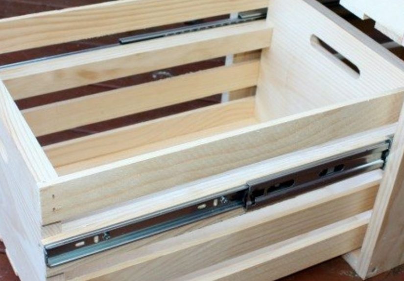 DIY Crate Cabinet With Sliding Drawers