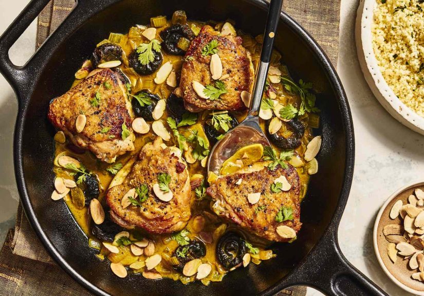 Moroccan-Inspired Chicken With Prunes And Almonds
